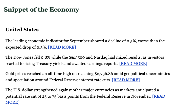 Snippet of the Economy Sample